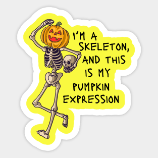 Skeleton Pumpkin Head Sticker